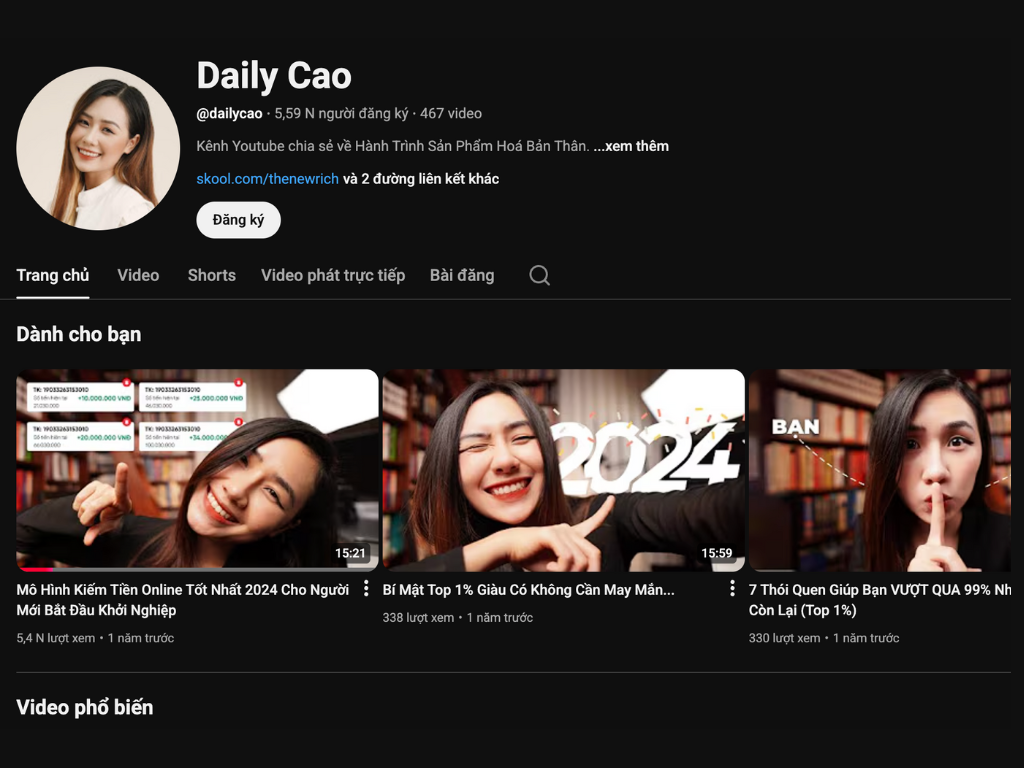 Xây dựng thương hiệu trên Youtube - Daily Cao